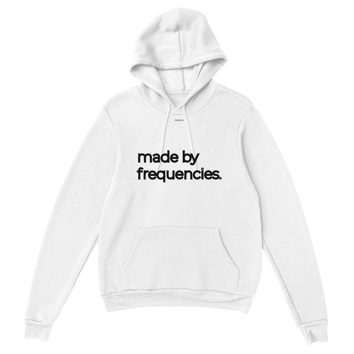 "Made by Frequencies" Classic Hoodie Unisex White